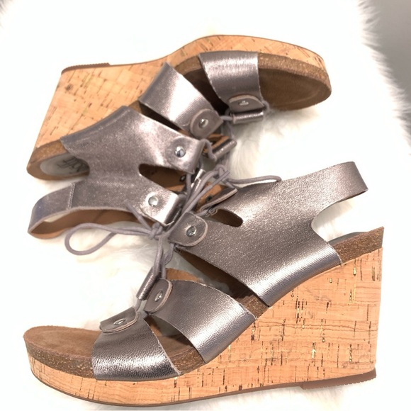 Sofft Carita Gladiator Wedge Silver Lace up Sandal Size 9.5 - Picture 6 of 13